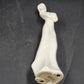 2 Faceless Women Figurines Solid White & Off-White Glazed Porcelain Flowers 8.5"