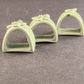 3 Thai Celadon Ceramic Green Butterfly Pattern Vintage Oval Napkin Rings