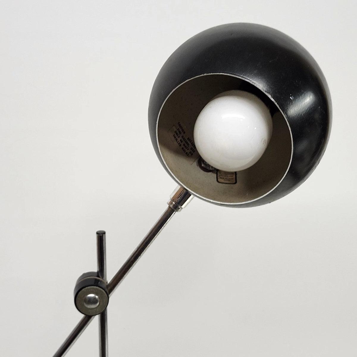 Robert Sonneman Orbiter Eyeball Desk Lamp Black Chrome Articulating '50s USA 22"