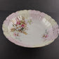 Scalloped Floral Serving Bowl Yellow Pink Hue Gold Hand Painted Leaves Trim Vtg