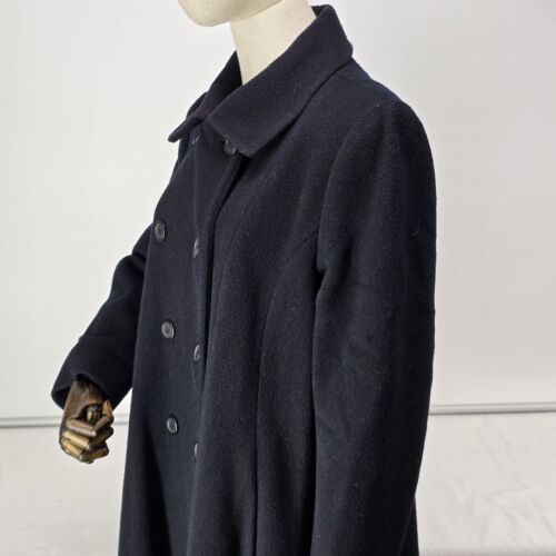 Women's Double Breasted Wool Oval Coat Buttoned Size 4 Long Classic Warm Jacket