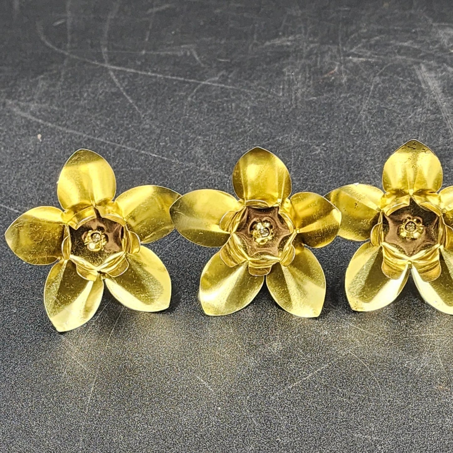 5 Hammered Brass Candle Holders Spike Peg Fit Advent Wreath Floral Pick Crafts Vtg