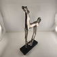 Dutchman Aluminum Stallion Figurine Silver Body Black Wooden Base 1st Pose 17" H