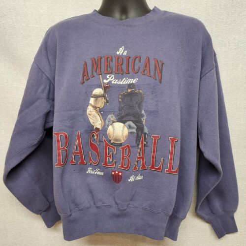 Baseball An American Pastime L Men's Sweatshirt Navy Blue Players By Van Heusen