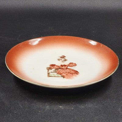 Antique Carlsbad Austria Portrait Bowl – Belle Époque Victorian Hanging Wall Plate – Porcelain with Gold Gilding – 8.25" Decorative Art Bowl