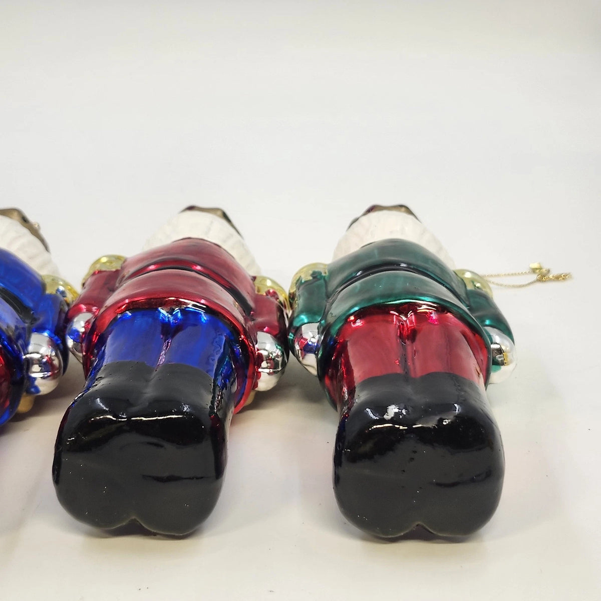 Blown Glass Nutcracker Soldier Christmas Ornaments 4 Piece 7.5" Hand Painted Vtg
