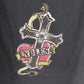 Escio-T Women's Black Rhinestone Endless Love Cross Heart Graphic Top Large