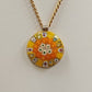 Murano Millefiori Glass Pendant Necklace Gold Tone Chain 22" Vtg Lobster Claw