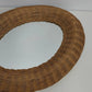 Vintage Wicker Rattan Oval Wall Mirror Boho Coastal Decor 26x21