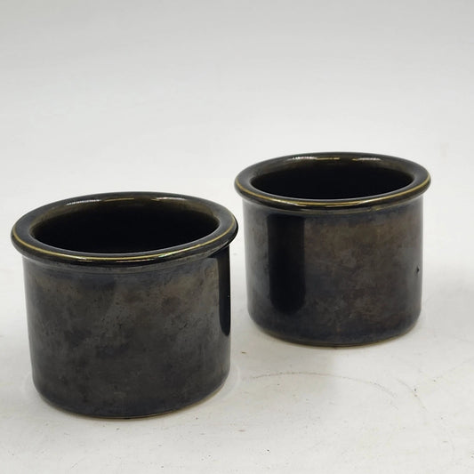 2 Votive Candle Holders USA Pottery Green Dip Cups Handmade 3"x2.5"