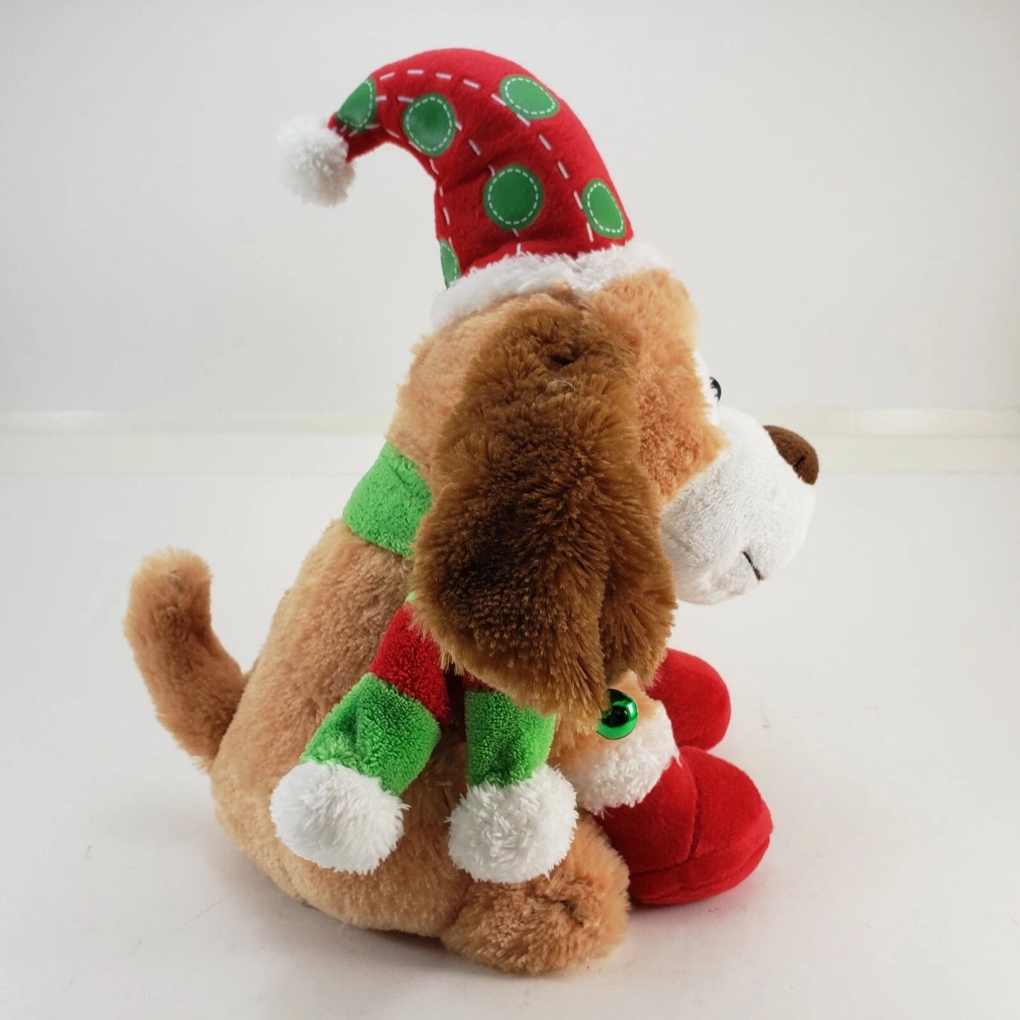 Animated Christmas Plush Dog 2010 Sings “I Feel Good” Sound Light Moving Ears