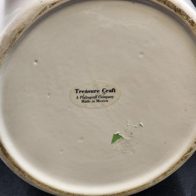 Treasure Craft All White Cookie Jar Ginger Jar Shaped 8.25" x 8.5" w Lid Mexico