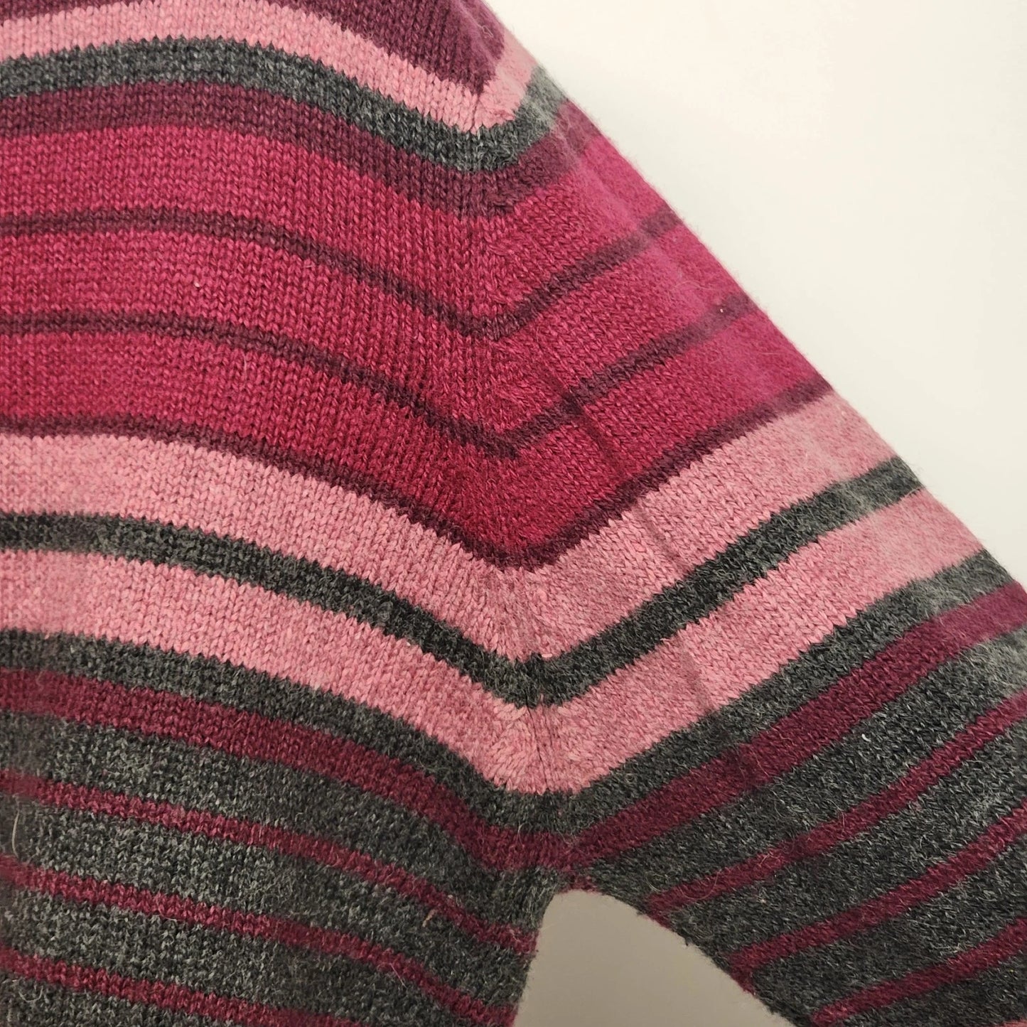 Fashion Bug Women's Sweater Pink M Striped Medium Ramie Wool Blend Soft China
