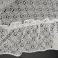 Round White Tablecloth Lace Crocheted Eyelet Doily Motif Ruffled Edge 66"