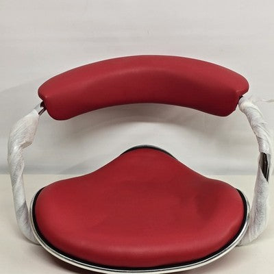 Red Adjustable Height Vinyl Bar Stool with Arms Chrome Footrest Pneumatic NOS