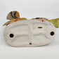 Lefton Ceramic Bird Family Figurine Yellow Green & Baby Bird on Log 7" Taiwan