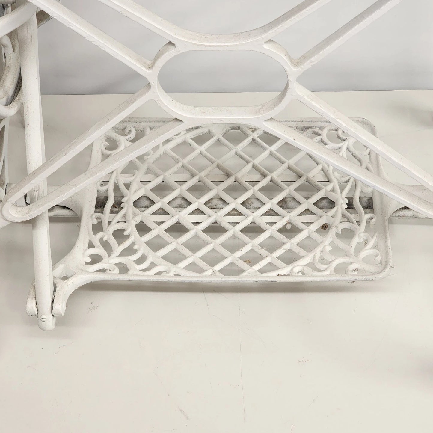 Antique Singer Sewing Machine Table Treadle Base Cast Iron Frame Wood Top 31.5"