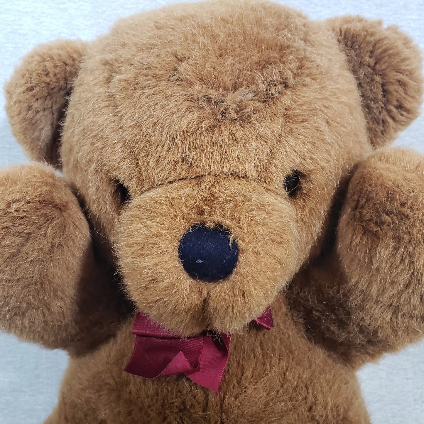 Applause Cuddles Bear Brown Teddy Plush Stuffed Animal 18" Red Ribbon 1979