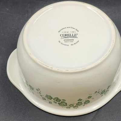Corning Corelle Callaway 1.5 Qt Casserole Dish w/ Lid Green Ivy Vtg