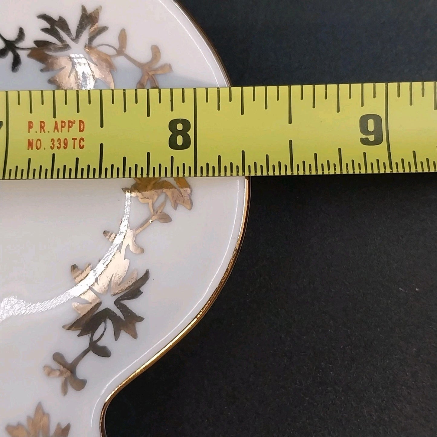 Handmade Czech Porcelain Clover Plate Lily of the Valley Gold Trim Trinket Dish