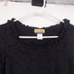 CDW Black Floral Rose Top Women Medium Lace Ruffle Neck Cuffs Long Sleeve USA