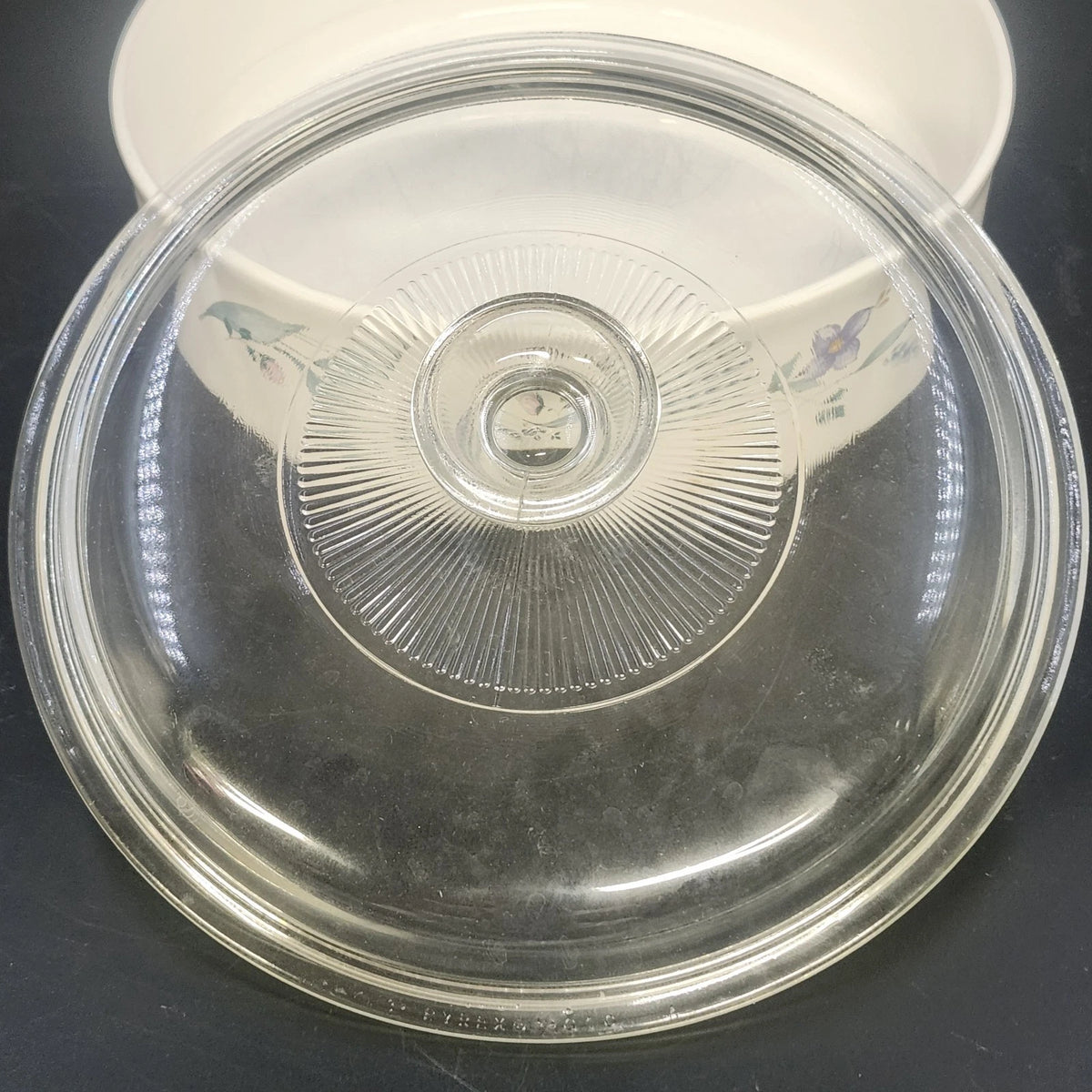 Pfaltzgraff April 2.5 Qt Casserole Dish w Glass Lid Floral Stoneware Vintage USA