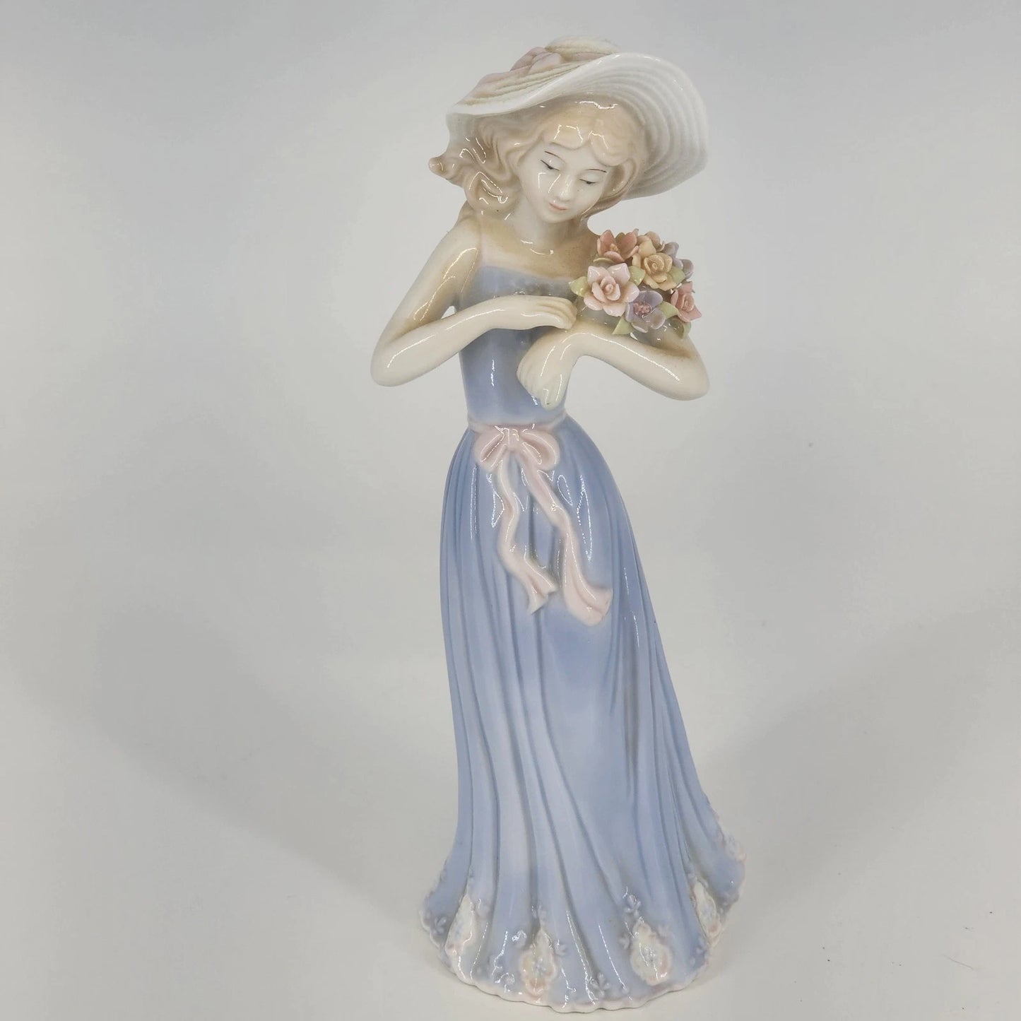 Porcelain Figurine Girl 8" Gifts by House of Lloyd Gathering Flowers Vtg 1998