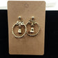 Gold Tone Holiday Metal Wreath with Bow & Dangle Bell Christmas Pierced Earrings