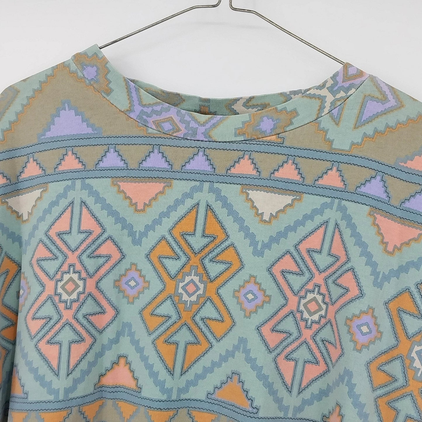 Vintage Chicos Design Aztec Geometric Shirt Womens Green Cotton