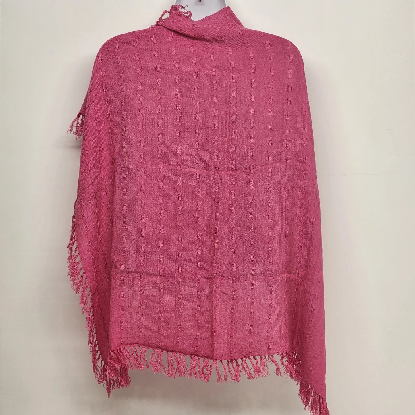 Glentex Pink Rebozo Scarf Handwoven Cotton Fringe 28x28