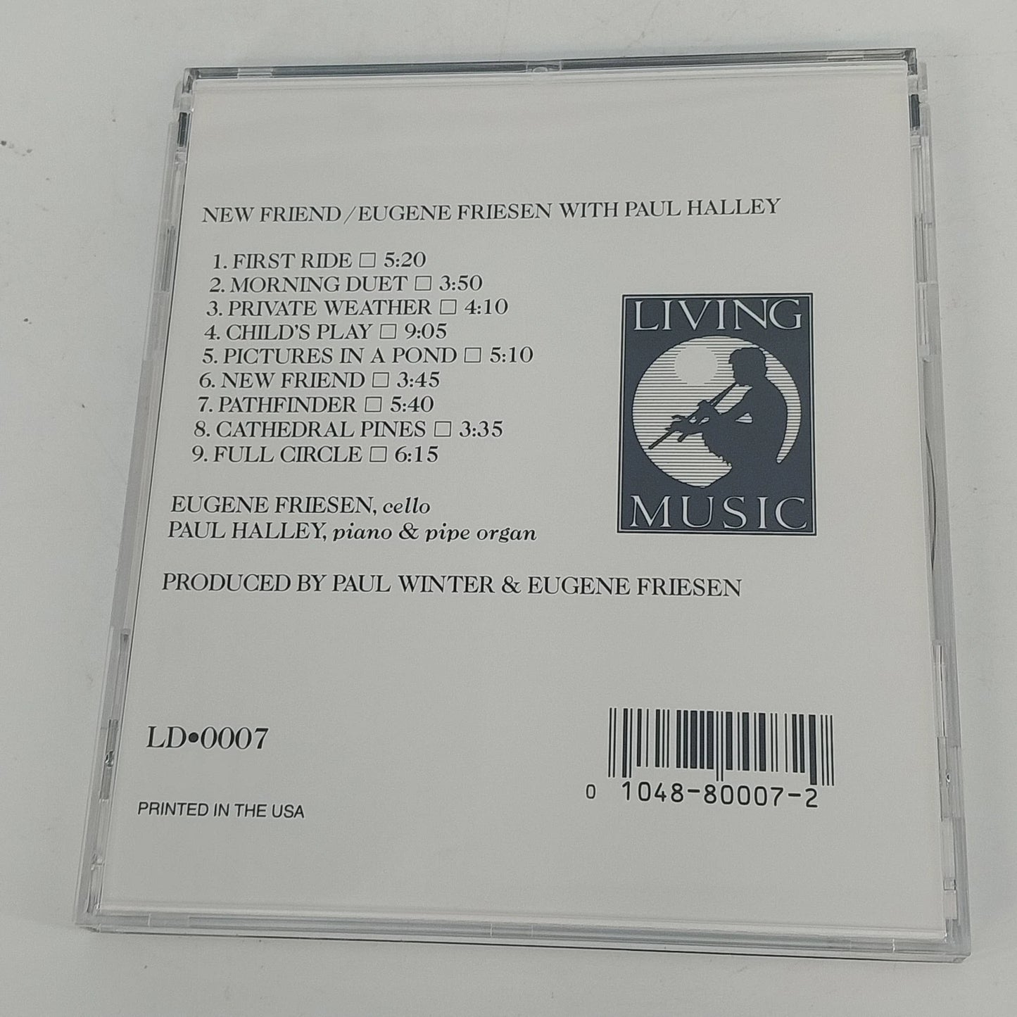 Eugene Friesen Paul Halley New Friend CD Cello Piano Pipe Organ Living Music