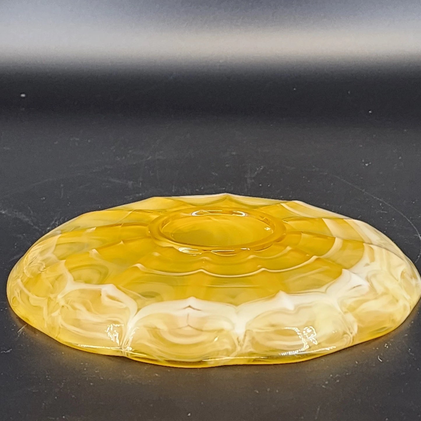 Vintage Akro Agate Caramel Slag Glass Plate Scalloped 8 Inch