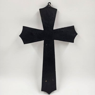 Inspirational Wooden Cross w Floral Hand Painted Routed Edges Pointed Wall Decor