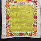 1983 Linen Kitchen Towel Calendar Fruit Basket and Border Vintage 24" L x 16" W