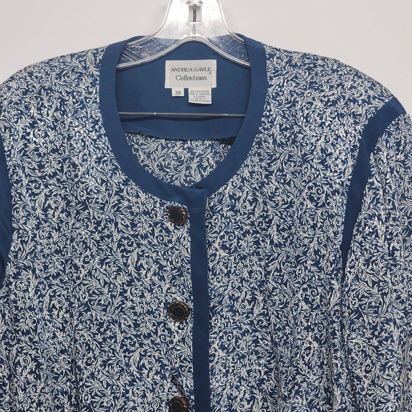 Andrea Gayle Blue White 2 Piece Skirt Suit Set Plus Size 20