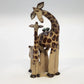Studio Pottery Giraffe Family Figurine Brown Speckled 7" Artist Marked