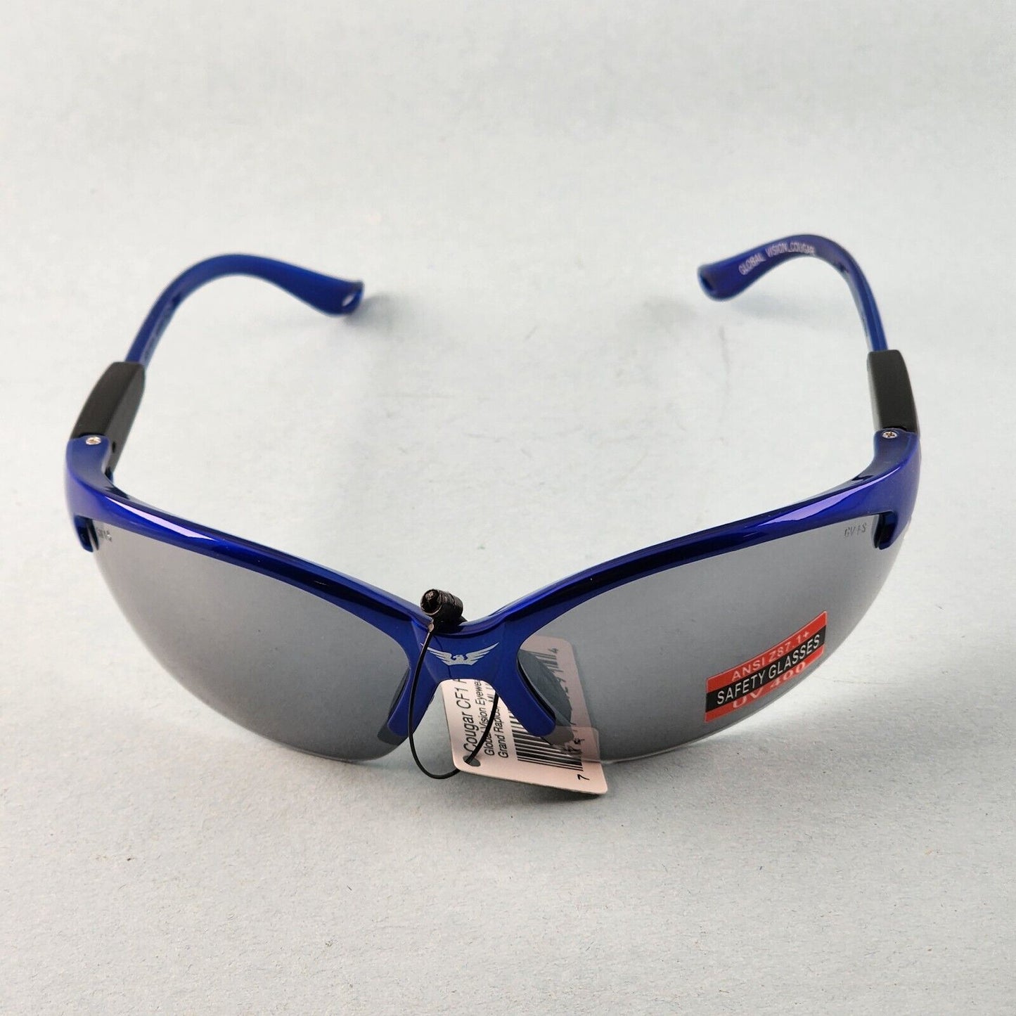 Global Vision Cougar Motorcycle Safety Glasses Blue Gray Lens