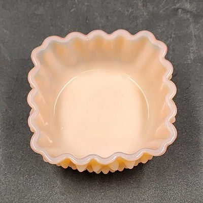 Fenton Hobnail Pastel Pink Milk Glass Candy Dish 4.25" Square Compote Vintage
