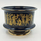 Florentine Italy Footed Pottery Bowl Cobalt Blue Gold Classical 4" Tall x 5.25"d