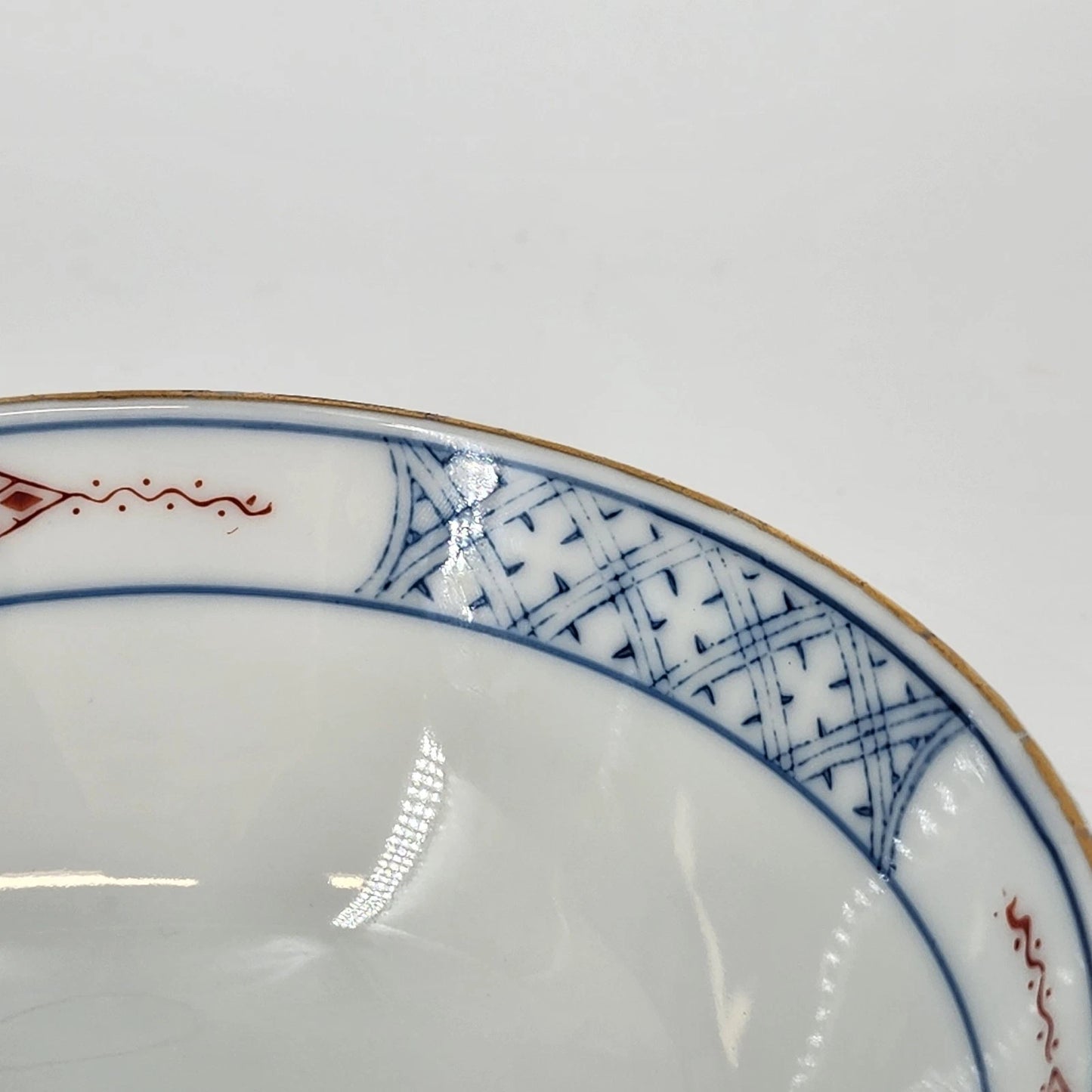 Japanese Imari Porcelain Rice Bowl Blue Red Gold 6.25