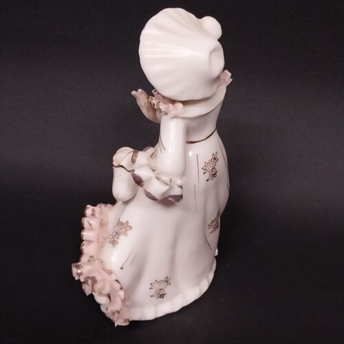 Victorian Lady Figurine Shafford Porcelain 2062 Japan White Pink & Gold Trim Vtg