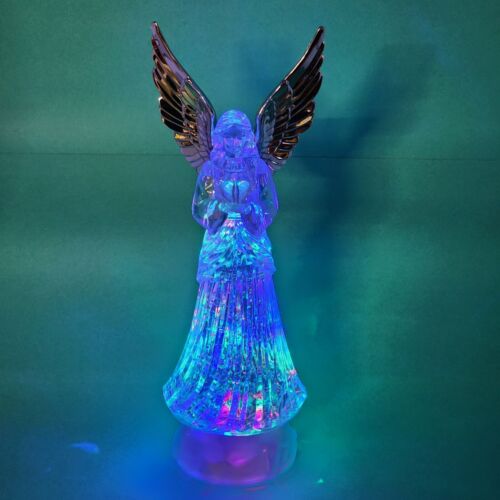 LED Lighted Angel Sparkling Glitter Globe Water Lamp Red Blue Green Colors 12¼"