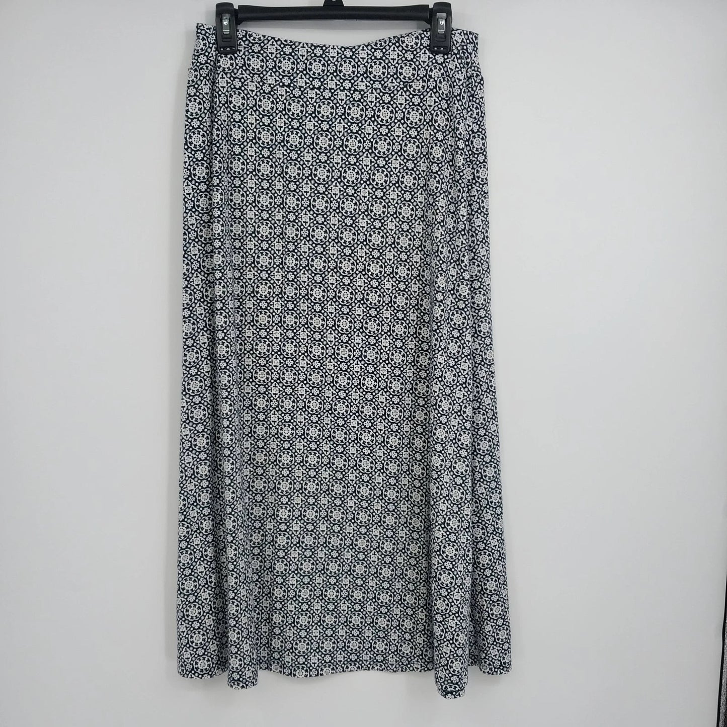 Talbots Pull-On Maxi Skirt Blue White Medallion Print Women's Medium Petite MP