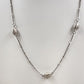Silver Tone Bar & Link Chain with Three Oval Silver Tone Beads 12" Spring Ring