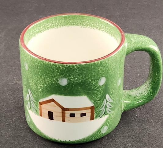 Macy's The Cellar Log Cabin Green Cup Mug 12 Ounce From Federated's Series 2001