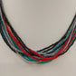 3 Beaded Necklaces Multicolor Seed Bead Suede Cord Amber Pendant
