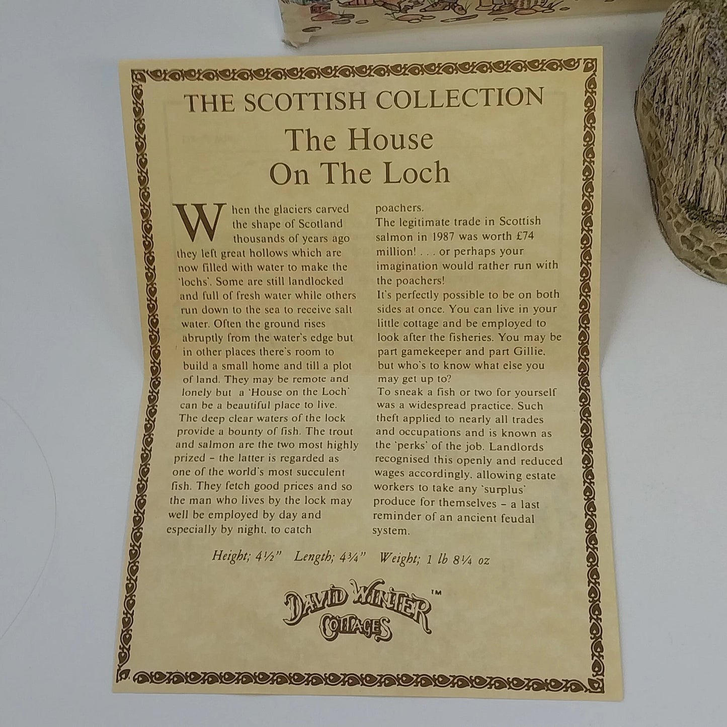 David Winter Cottage House on the Loch Scottish Cottage 1988 COA Hand Painted