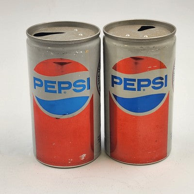 Two Pepsi Pull Tab Empty Cans Vintage 12 oz USA 200 Years of People Living Free