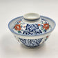 Japanese Pottery Porcelain Floral Design Udon Donburi Rice Bowl w Lid 3.25"x6"