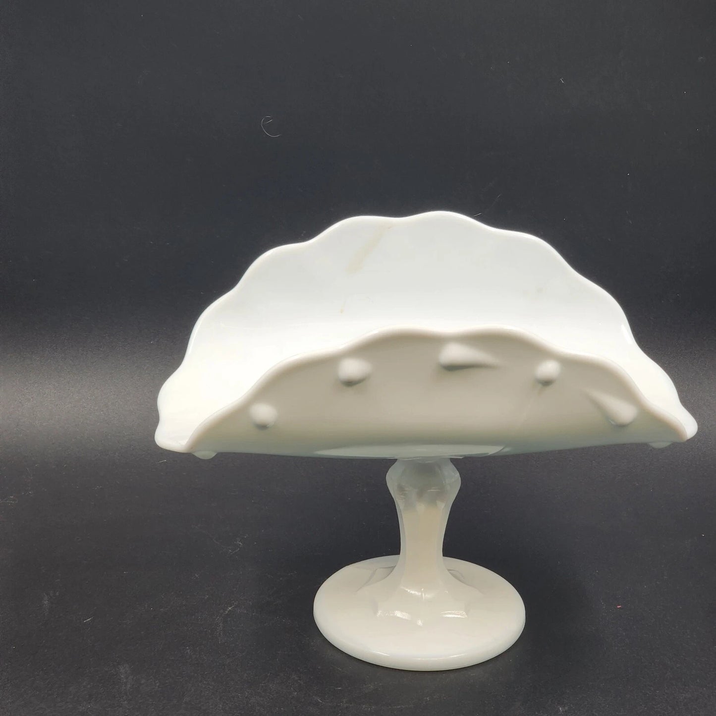1970s Indiana Milk Glass Teardrop Footed Banana Fruit Bowl 11" Vintage MCM